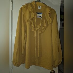 Women's Mustard Ruffle Blouse
